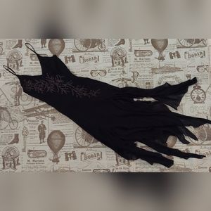 Y2k Black Rayon Midi Dress